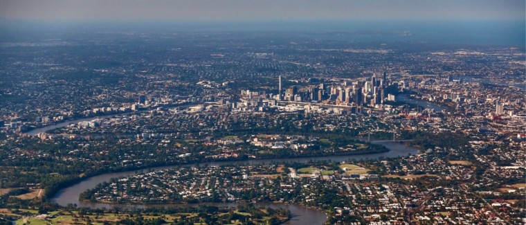 Aerial view of Brisbane in Queensland.